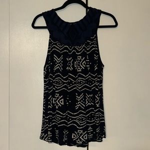 LUCKY BRAND Sleeveless cotton top loose fit style with high neckline